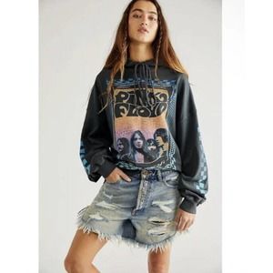 Free People Daydreamer Pink Foyld Speak To Me Hooded Sweatshirt Size Medium